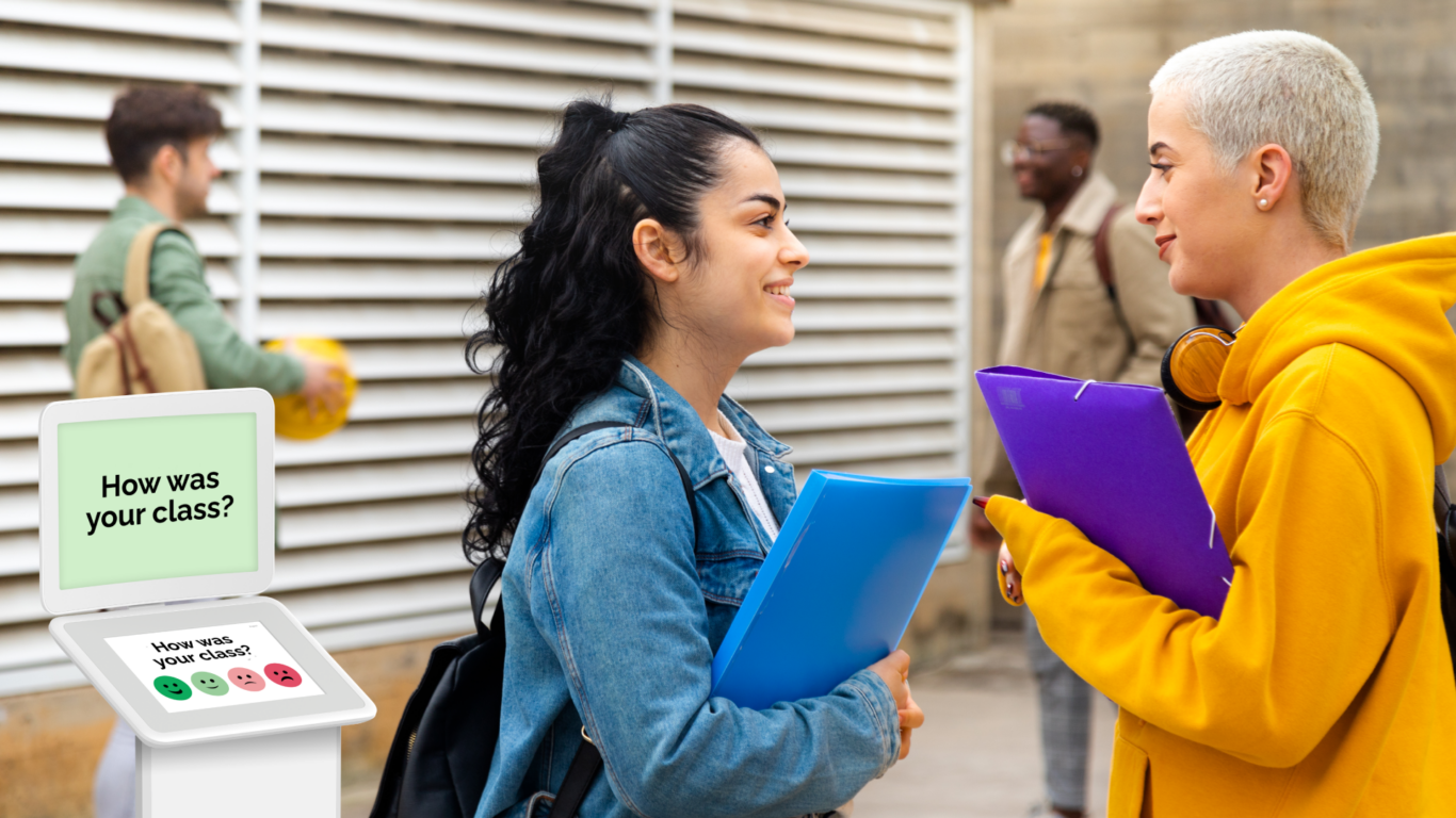 Students in college education feedback with Smiley Touch